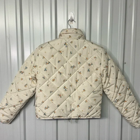 No Boundaries Floral Quilted Bow Jacket Cottagecore Coquette Cropped Puffer NWT - Picture 3 of 11